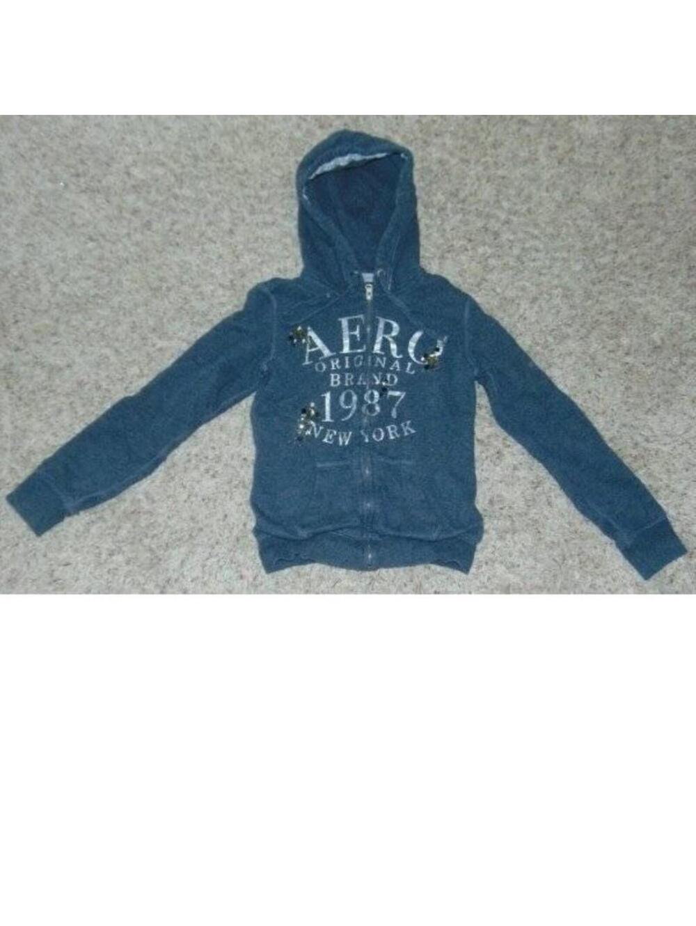 Aeropostale Jacket Girls S Gray Zip Up Embellished Foiled Hoodie